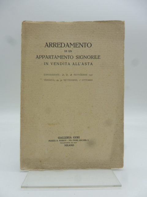 Liquidazione mediante vendita all'asta dell'arredamento di un appartamento signorile… Galleria Geri